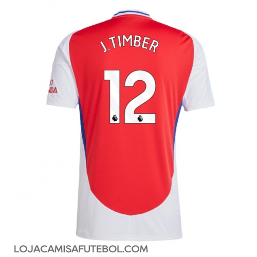 Camisa de Futebol Arsenal Jurrien Timber #12 Equipamento Principal 2024-25 Manga Curta